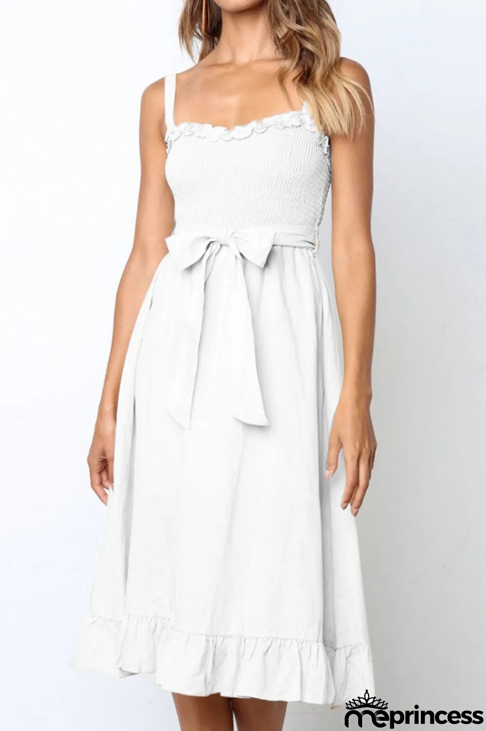 Fashion Casual Solid Split Joint Spaghetti Strap A Line Dresses
