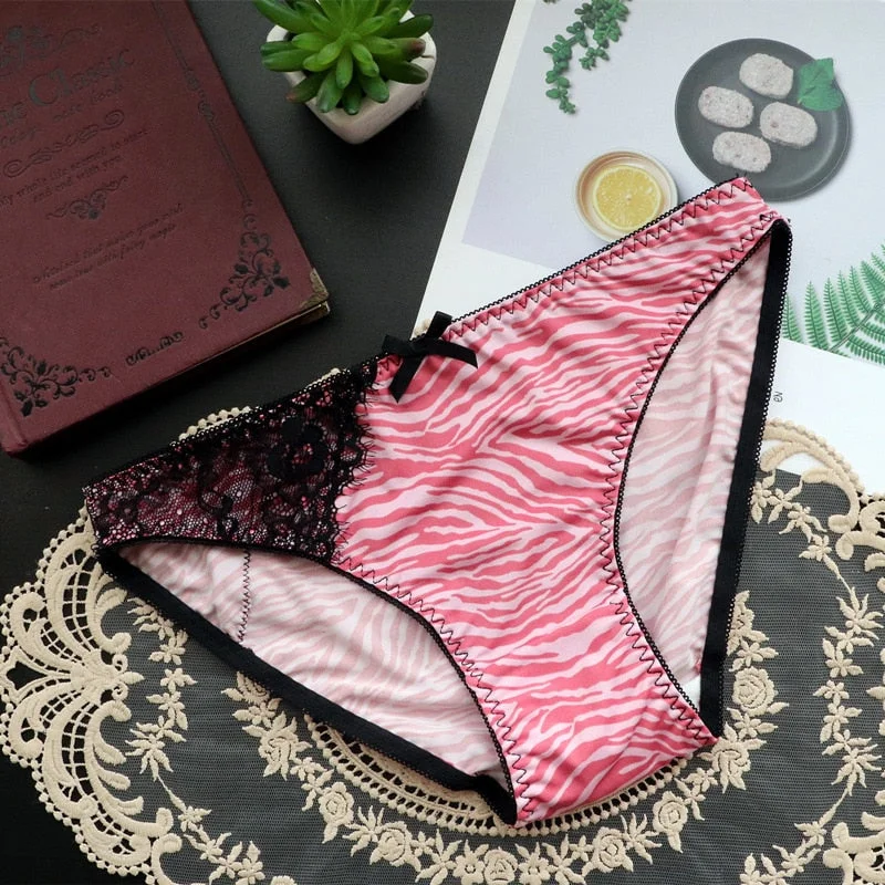 Women's Underwear Sexy Lace Panties Japanese Zebra Pattern Girls Comfort Briefs Low Waist Seamless Underpants Female Lingerie
