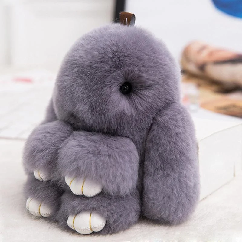 Fluffy Bunnies Fuzzy Fur Ball Pom Pom keychain- Bunny Keychain Cute Keychain