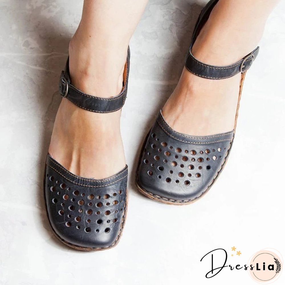 Women Summer Ladies Round Toe Hollow-Out Sandals