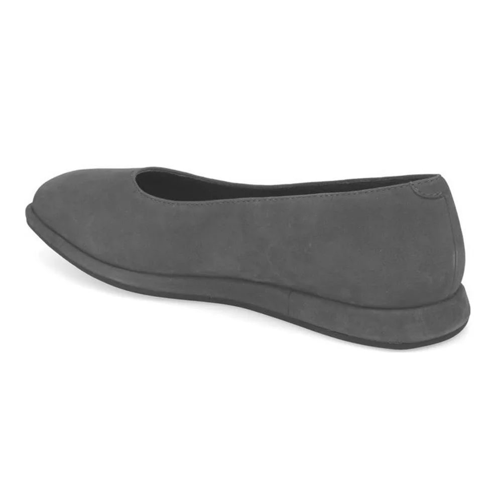 Grey Soft Slip-On Vegan Suede Flat Shoes for Women with Square Toe