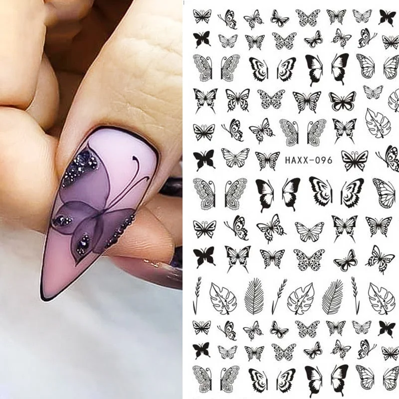 1PC Glitter iridescent 3D Butterfly Nail Art Stickers Sliders Spring Summer Golden Nail Transfer Decals Foils Wraps Decoration