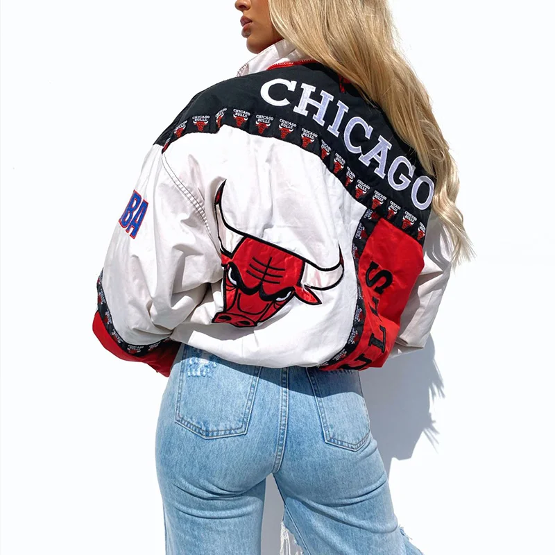 Women's Basketball Winter Bomber Jacket Support Chicago Bulls Coa