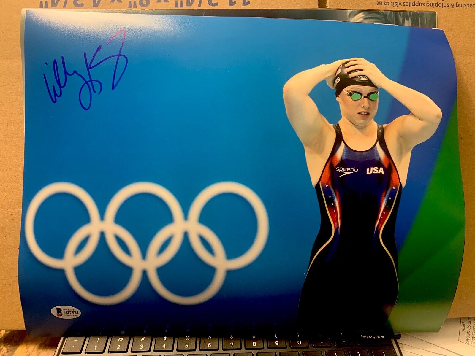 LILLY KING SIGNED 11x14 Photo Poster painting USA SWIMMING US 2016 OLYMPICS 2020 TOKYO Beckett E