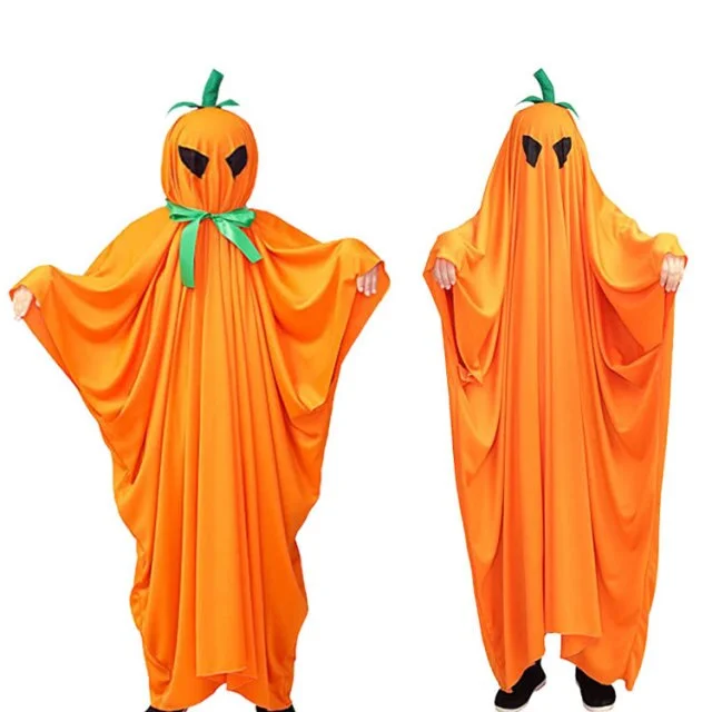 Halloween Pumpkin Costume Orange Cloak Robe Cape Cosplay-elleschic