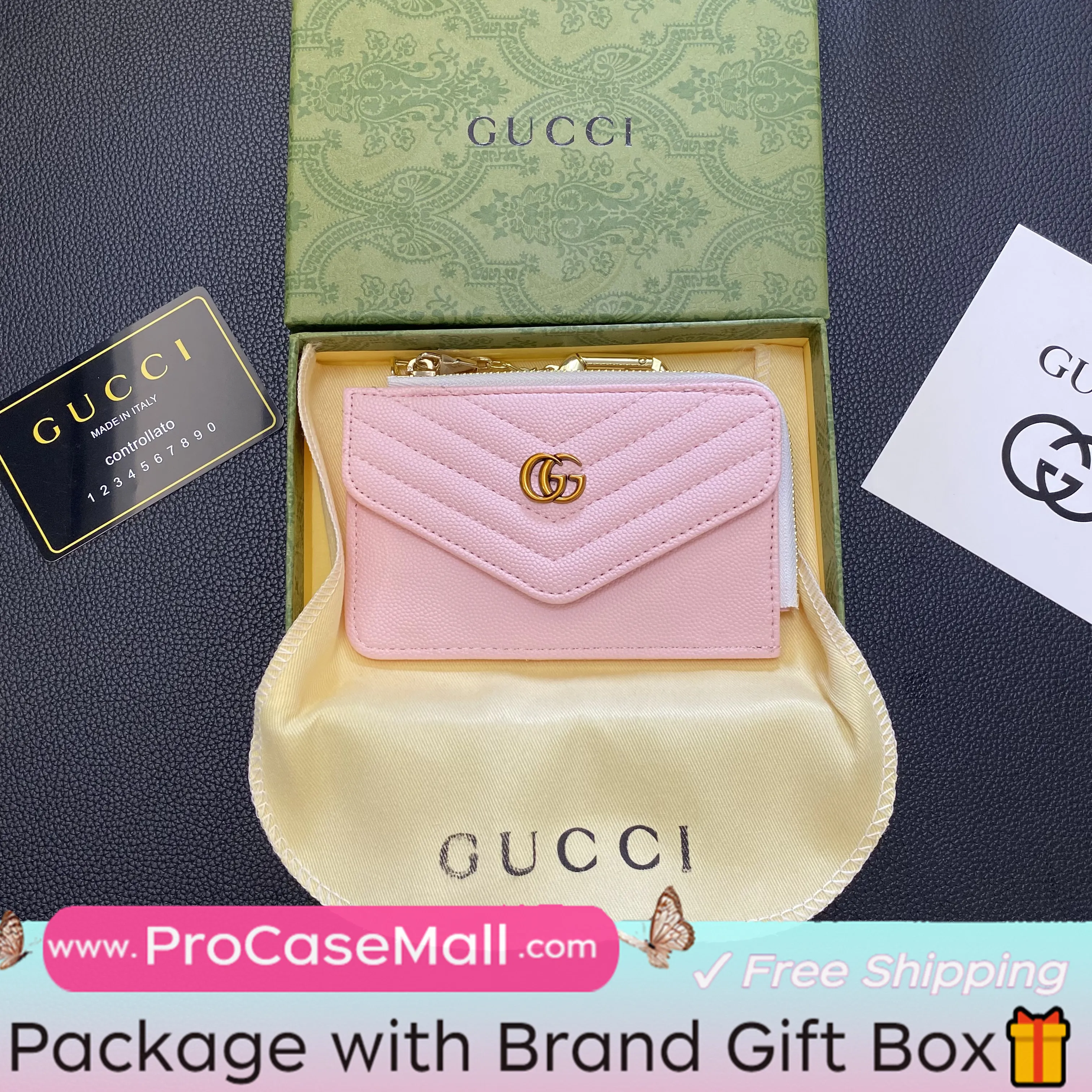 Gucci Elegant Leather GG Multi-Slot Wallet Card Holder