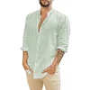 Gioiacombo&trade; Camicia casual da uomo in cotone e lino a maniche lunghe con bottoni