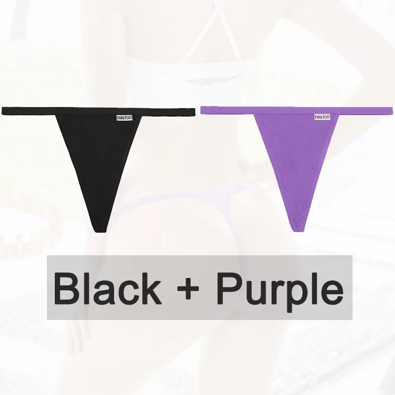 Billionm 2PCS/Set Women Sexy Cotton Panties Solid Color Underwear G-String Hollow Breathable Underpants Female Intimates Lingerie