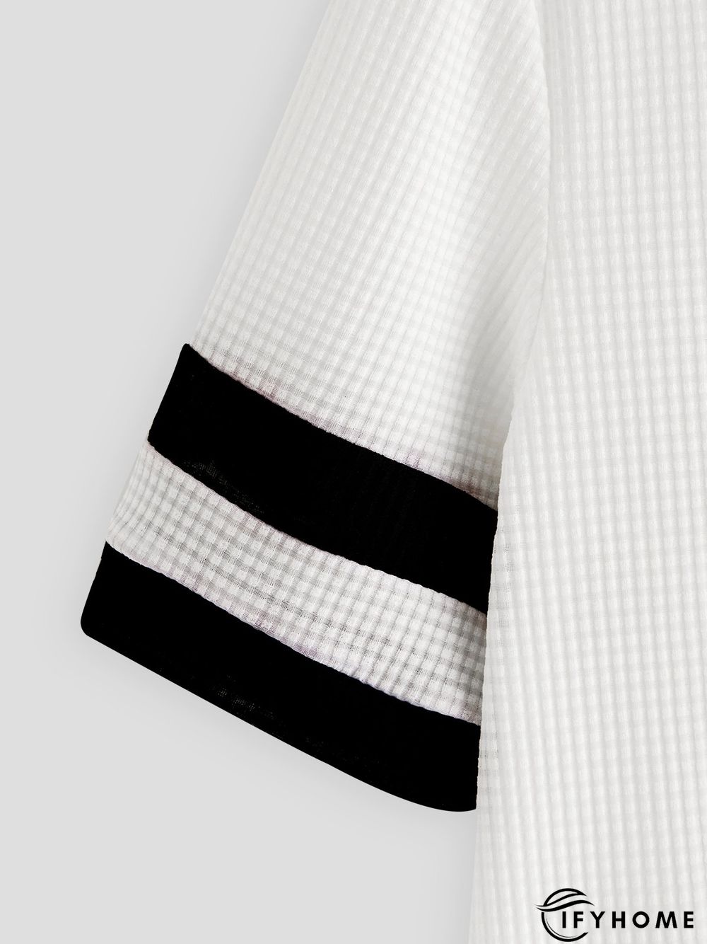 Women's V Neck Zipper Cotton Blend Strip Short Sleeve Casual Top | IFYHOME