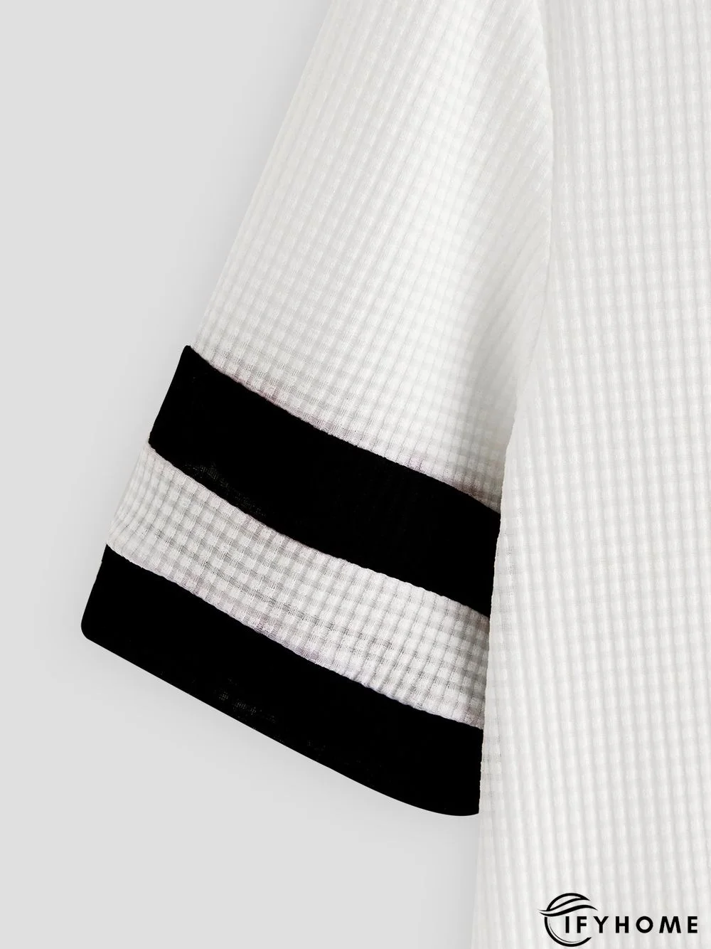 Women's V Neck Zipper Cotton Blend Strip Short Sleeve Casual Top | IFYHOME