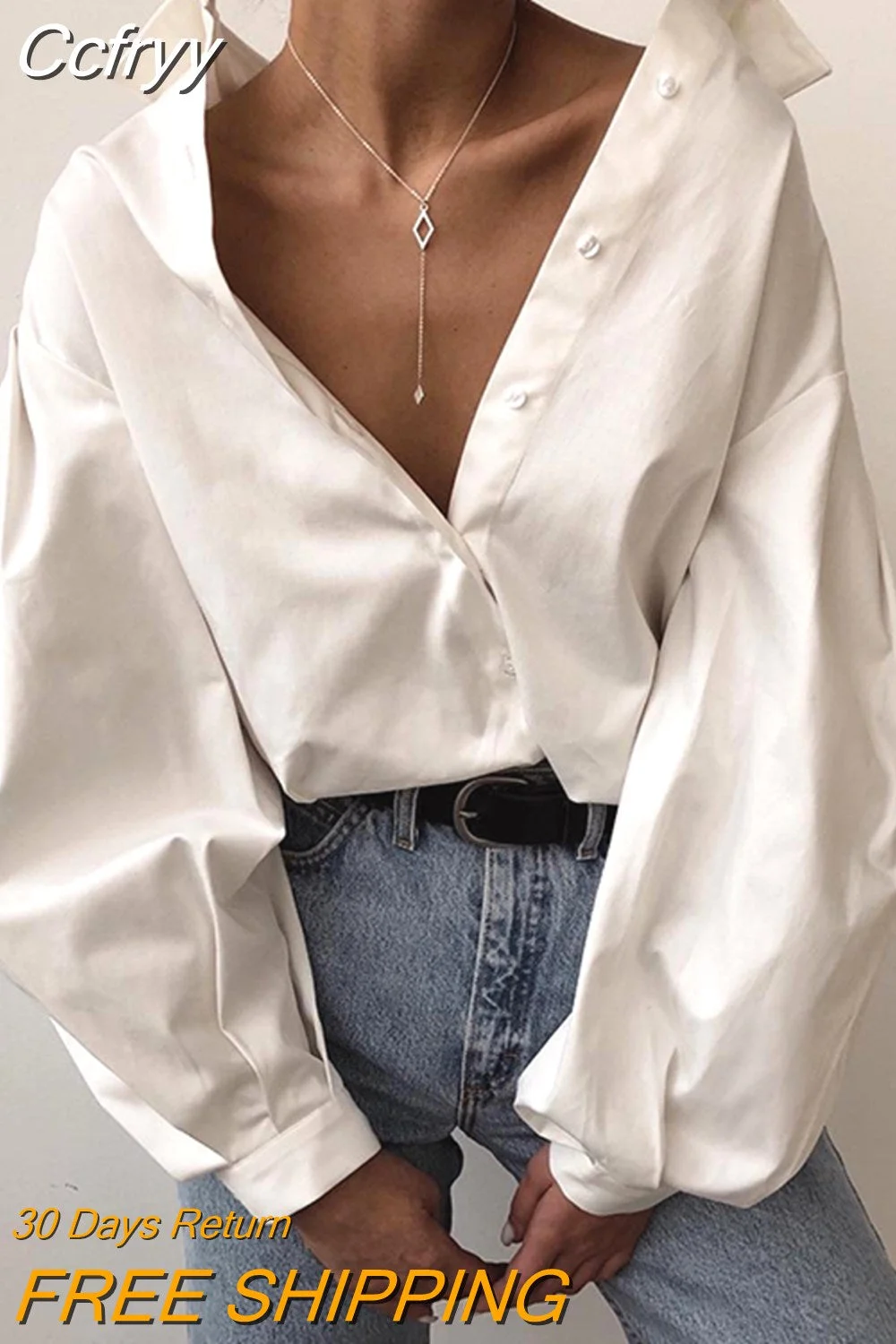 Huibahe Vintage Sexy Button White Blouse Women Lantern Sleeve Elegant Loose Women Shirt Cotton Office Ladies Tops Blusas 10903