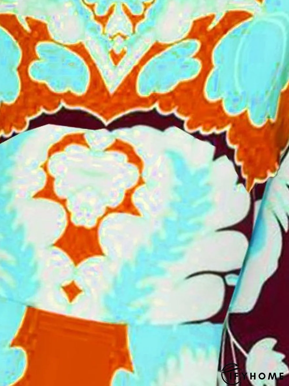 Loose Paisley Crew Neck Cotton-Blend Half Sleeve Dress | IFYHOME