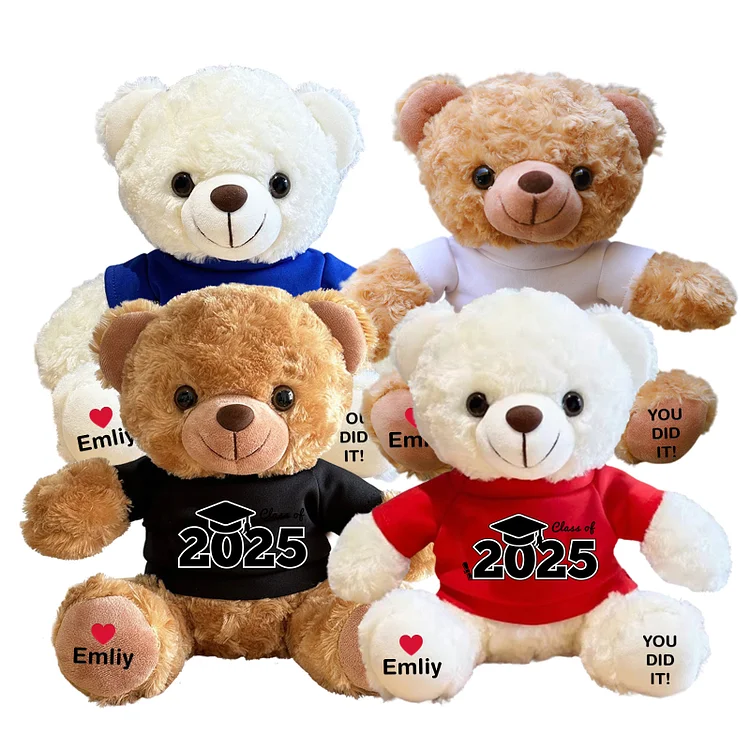 Custom Graduation Plush Teddy Bear with Name Date, Personalized 2025 Graduation Stuffed Animal for Kids Students, Cute Pre K Kindergarten High School College Graduation Gifts 1