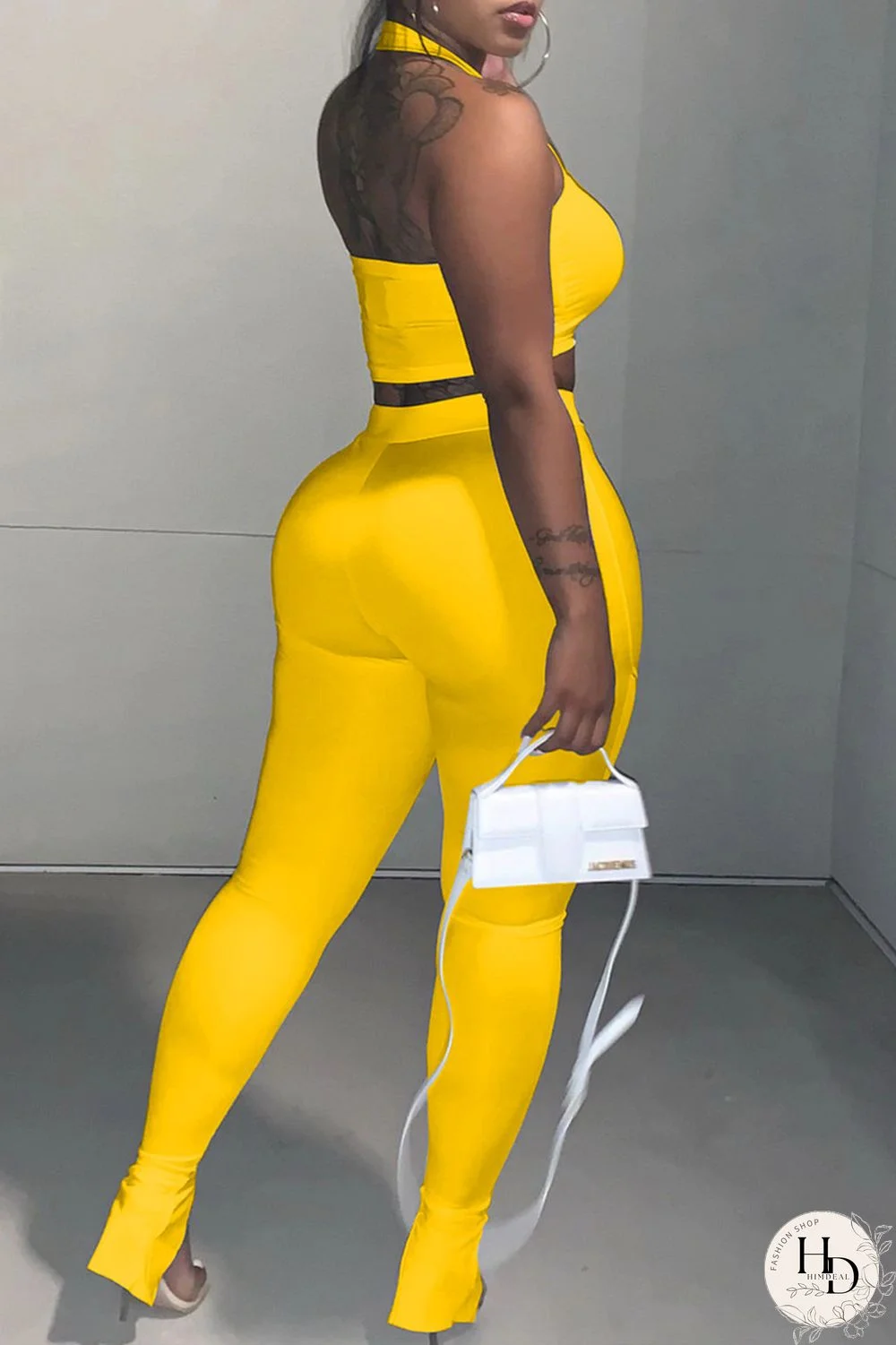 Red Sexy Casual Solid Backless Halter Sleeveless Two Pieces