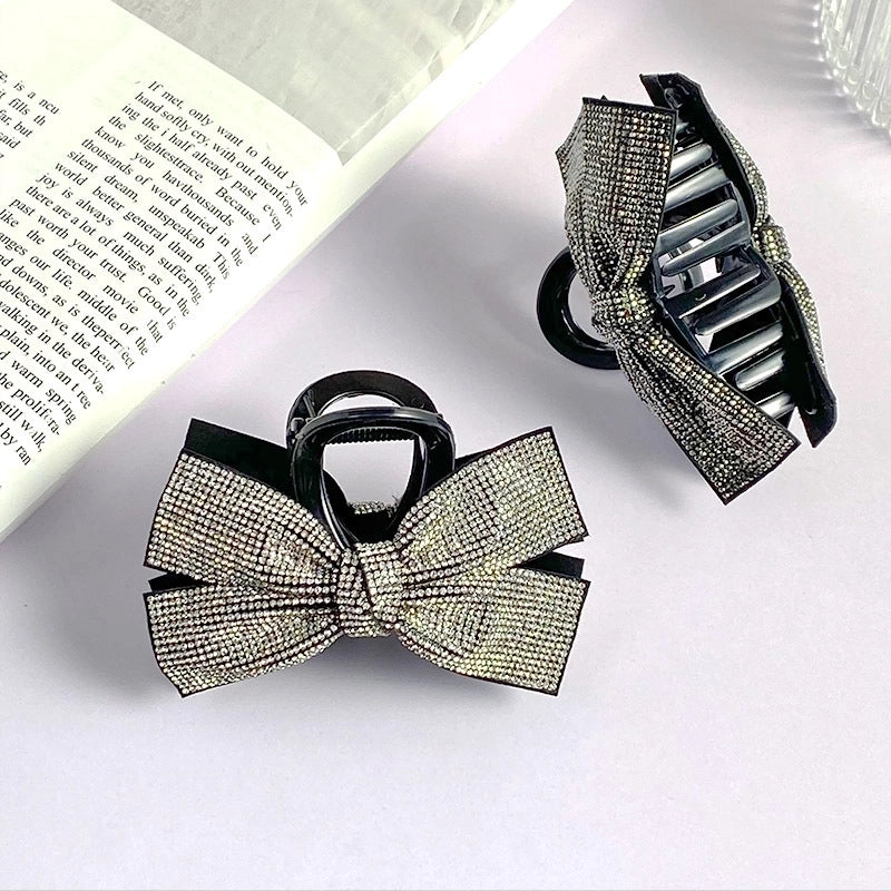 Women’s Minimalist Commute Bow Knot Plastic Inlay Rhinestones Hair Claws