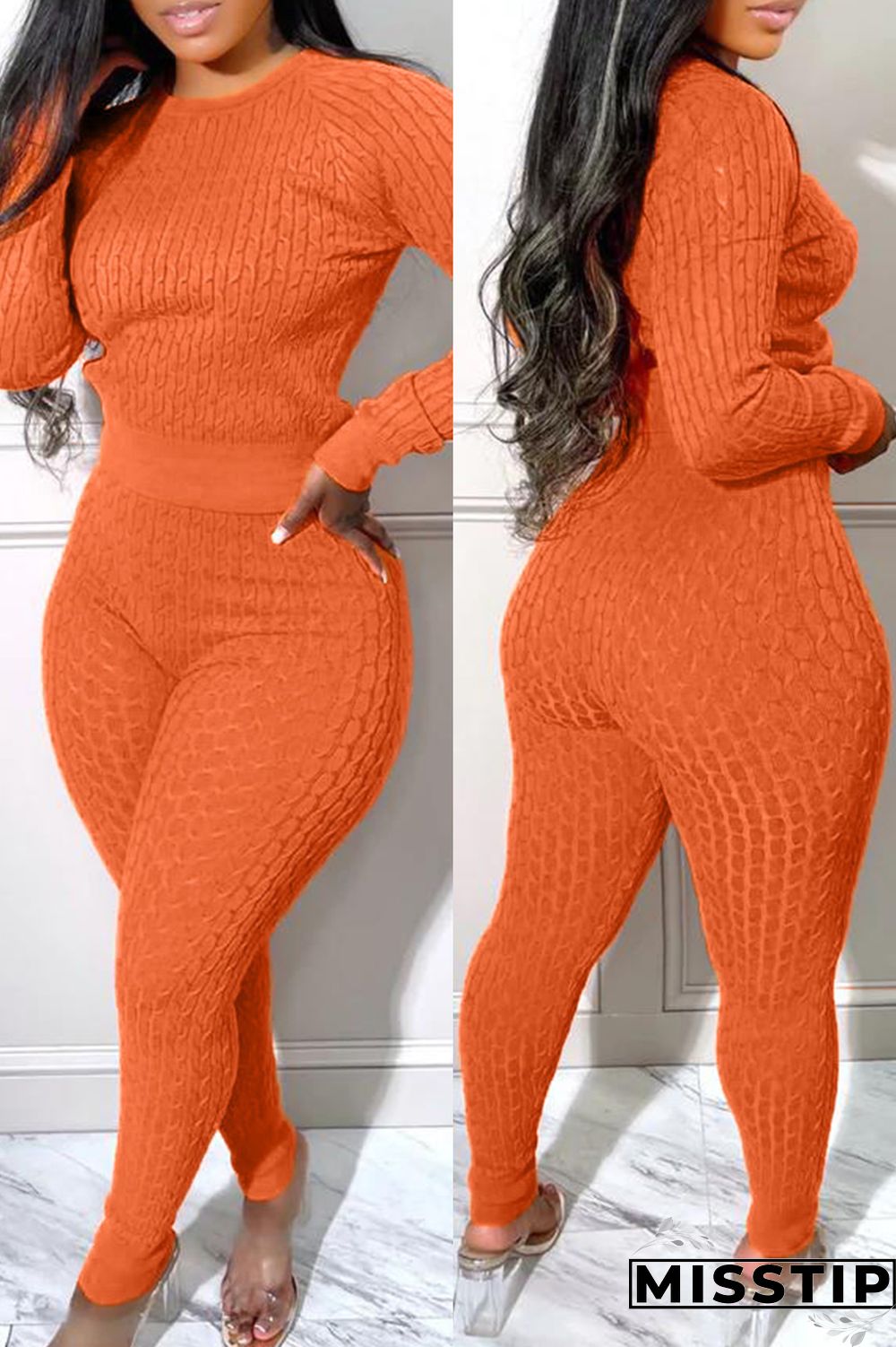 Rose Red Fashion Casual Solid Patchwork O Neck Long Sleeve Two Pieces