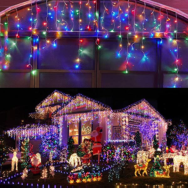 Led Icicle Lights Outdoor Christmas Decorations Lights 400LED 8 Modes