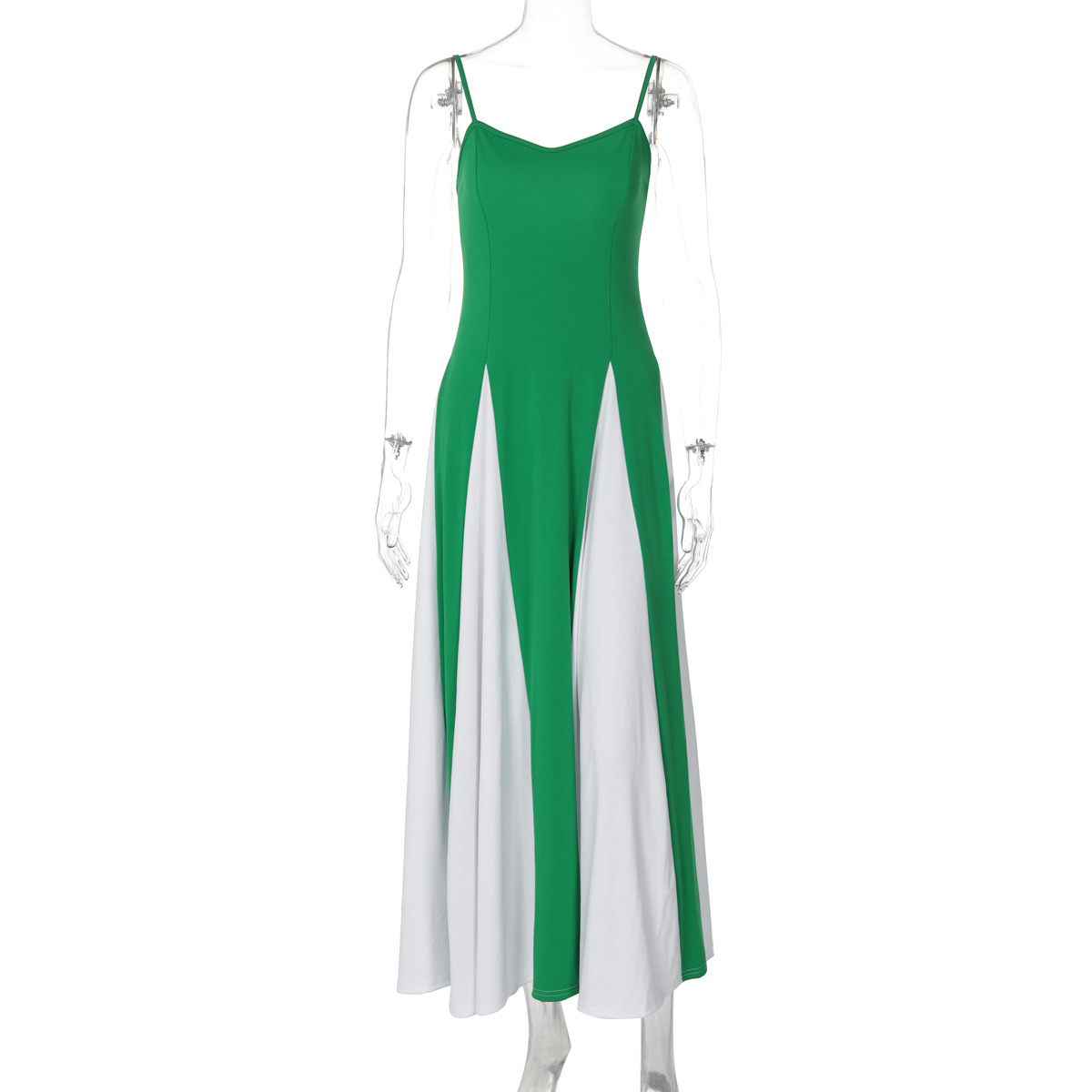 Millshow fall outfits women 2025 New 2025 Autumn Spaghetti Strap A-line Long Maxi Party Dresses for Women Fashion Sleeveless Black White Patchwork Evening Dress