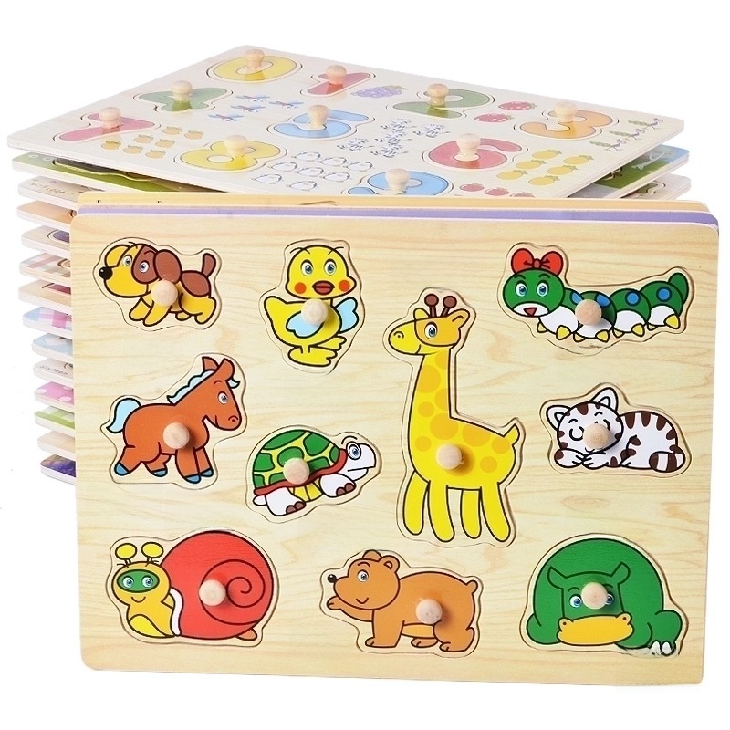Children ‘s Education Wooden Toys Numbers Alphabet Fruit Intelligence Building Blocks 1 Set