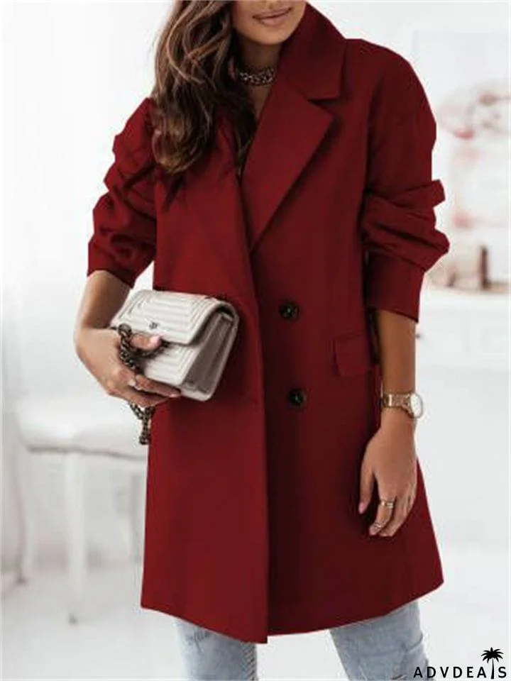 Women's Elegance Double-Breasted Suit Collar Coats