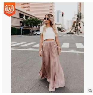 Uveng Uveng 2024 New Large-Size High-Waisted Half-Dress Women's Large Swing Skirt Wrinkles Long Skirt