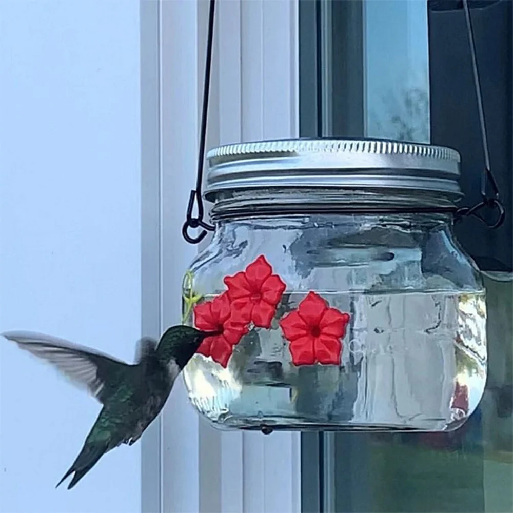 Beautiful canned hummingbird feeder with three ports