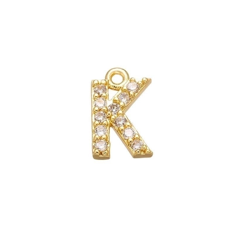 1 Piece 925 Sterling Silver Zircon 22K Gold Plated Rhodium Plated Letter Pendant Charms