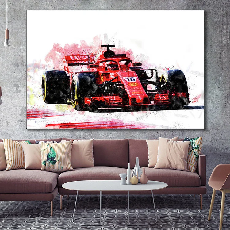 Scuderia Ferrari Team Charles Leclerc Canvas Wall Art - Design Wall Art