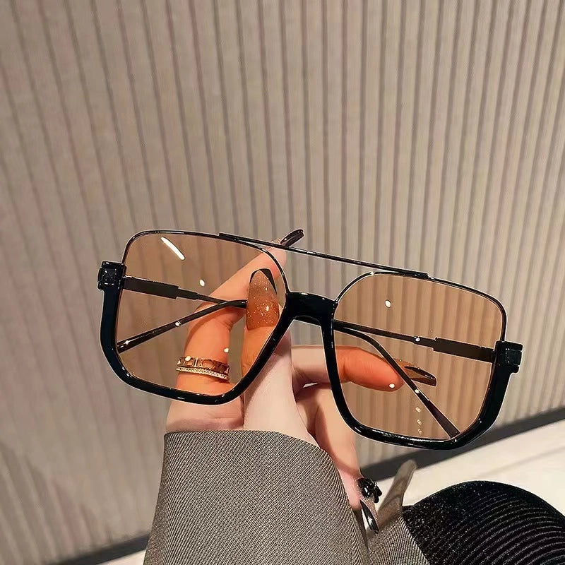 Vintage Style Classic Style Solid Color Ac Square Half Frame Women's Sunglasses