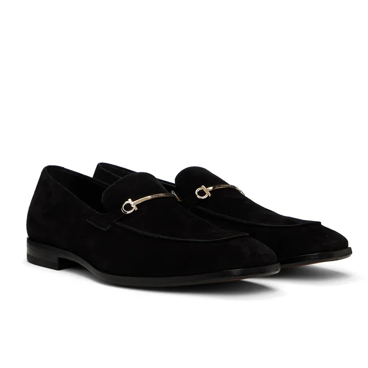 Gentleman's Black Suede Loafers Round Toe Prom Party Wedding Red Bottom Shoes VOCOSI VOCOSI