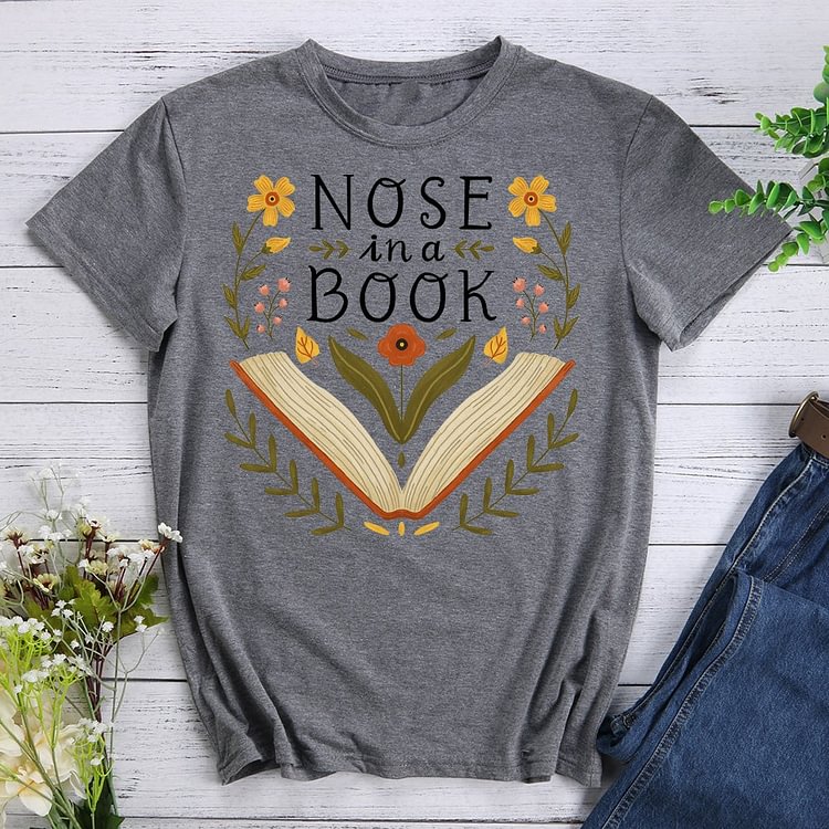 ✅More Popular - Nose In A Book Mind In An Adventure T-shirt Tee -011039