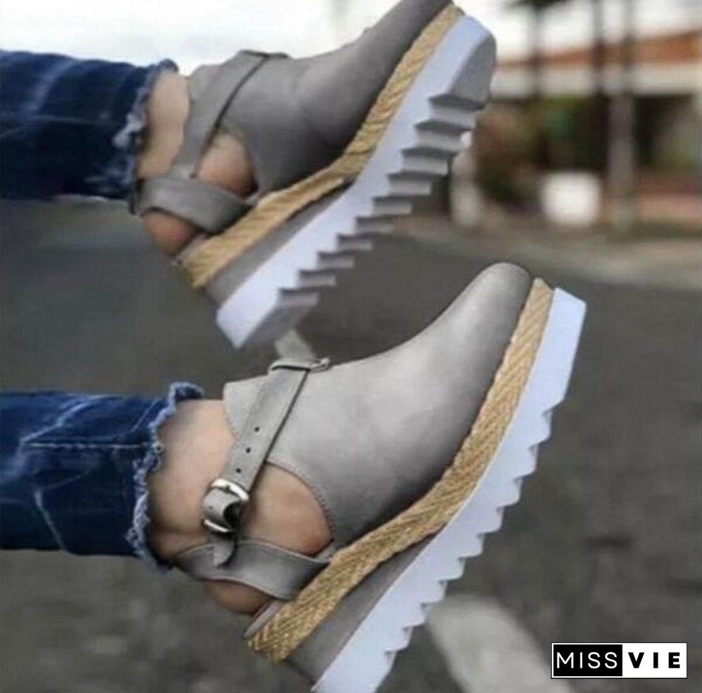 Womens Sport Shoes-Thick Bottom-Solid Ladies-Vulcanized Sneakers-Casual Wedges