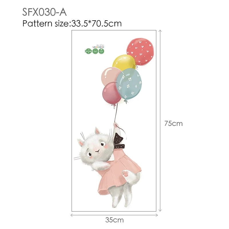 Animal Cartoon Wall Stickers For Kids Rooms Balloon Bunny Decorative 3D Wall Stickers For Children Rooms Large Kids Wall Decals