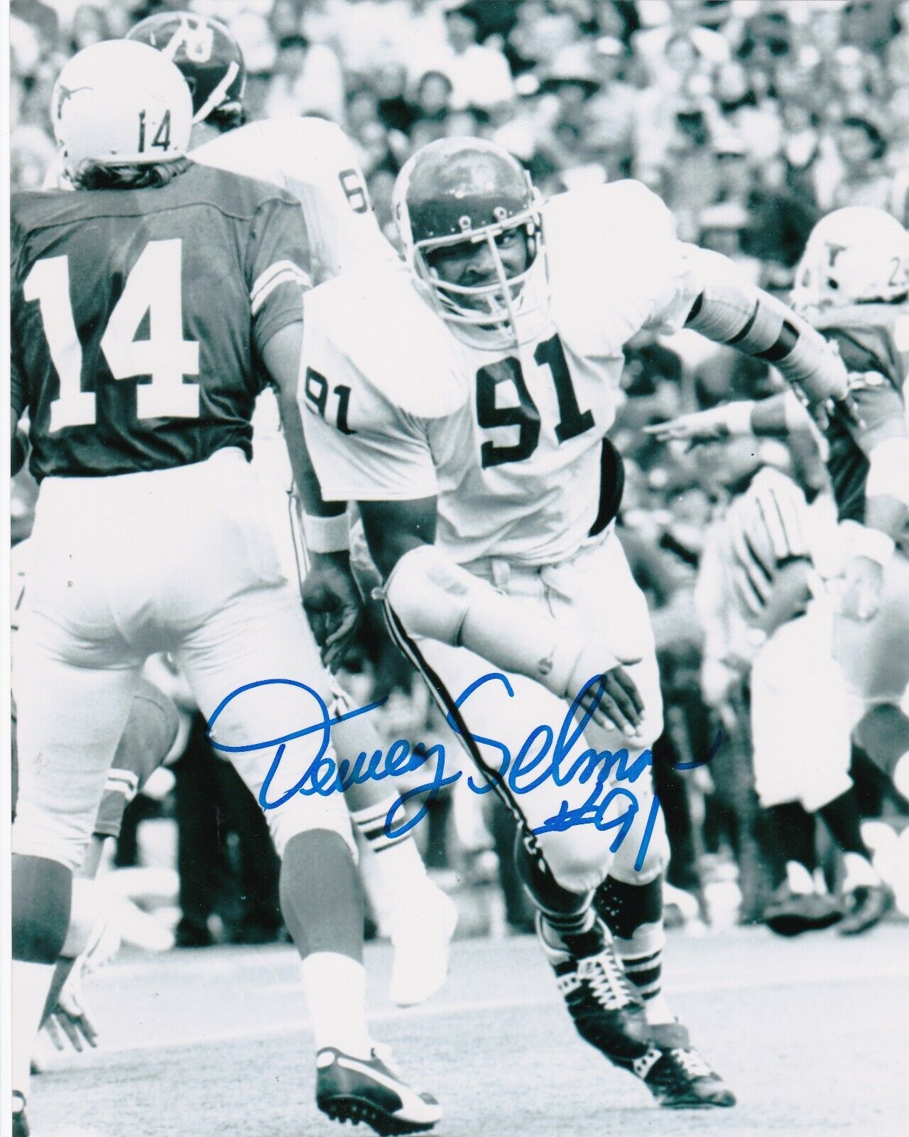 DEWEY SELMON OKLAHOMA SOONERS ACTION SIGNED 8x10