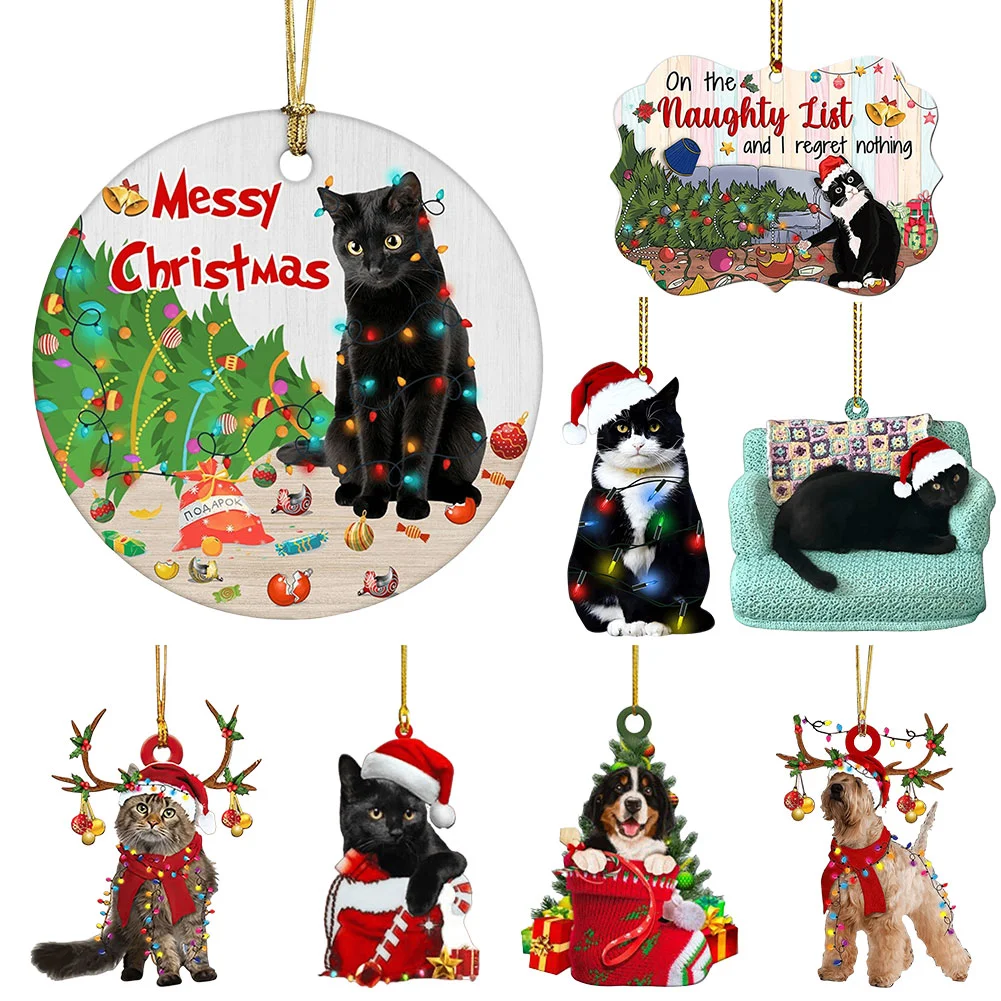 Xmas Tree Hanging Animal Pendants Cute Christmas Decorations for Cat/Dog Lover
