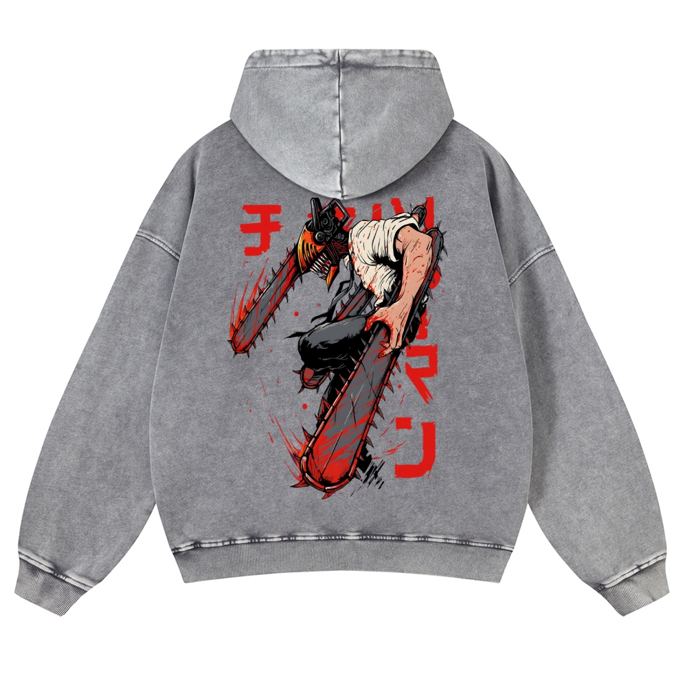 Chainsaw Man Casual Washed Hoodie