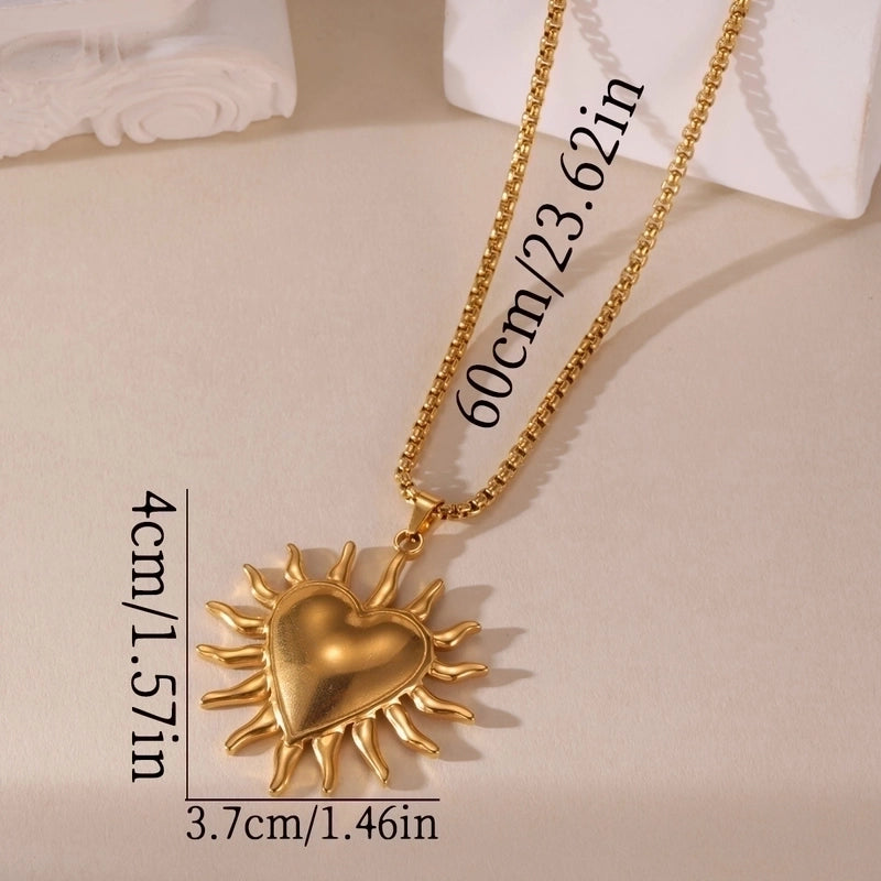 Casual Elegant Heart Shape Horseshoe 304 Stainless Steel 18K Gold Plated Necklace Box Chain Snake Chain