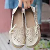 Women's Wide Width Leather Loafers Flat Shoes