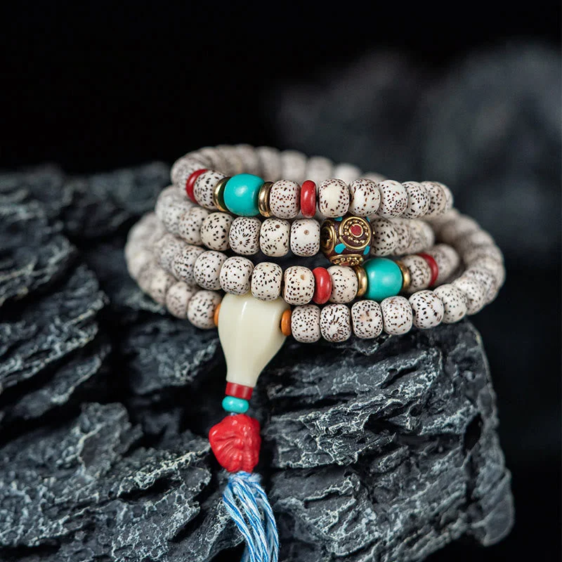 Tibetan 108 Mala Beads Bodhi Seed Elephant PiXiu Peace Bracelet