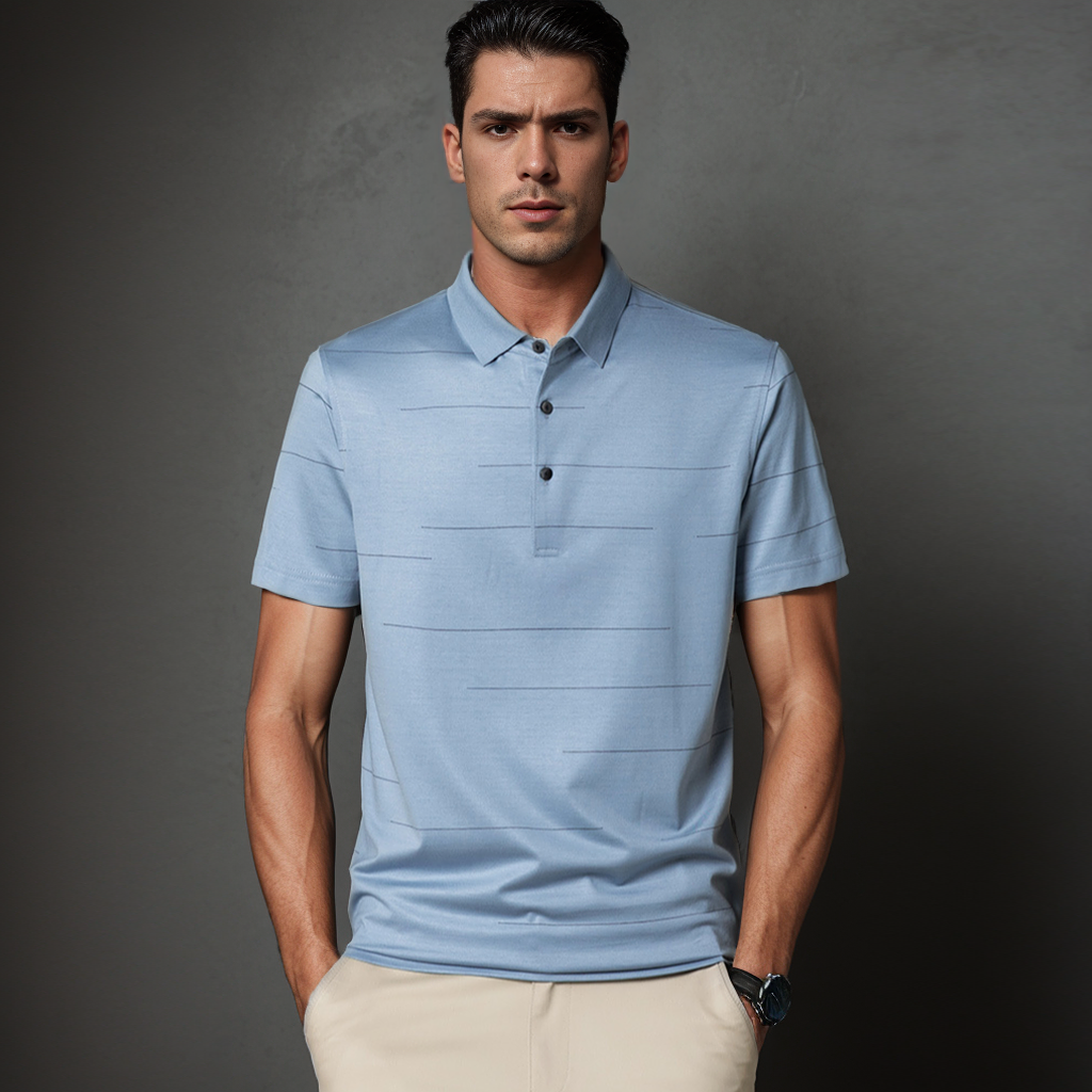 Business Basic Men's Silk Polo Shirts Pattern REAL SILK LIFE