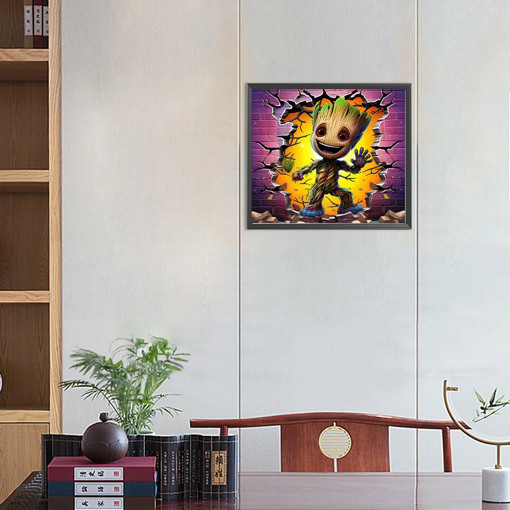Diamond Painting - Full Round Drill - Groot Breaking Wall(Canvas|40*35cm)