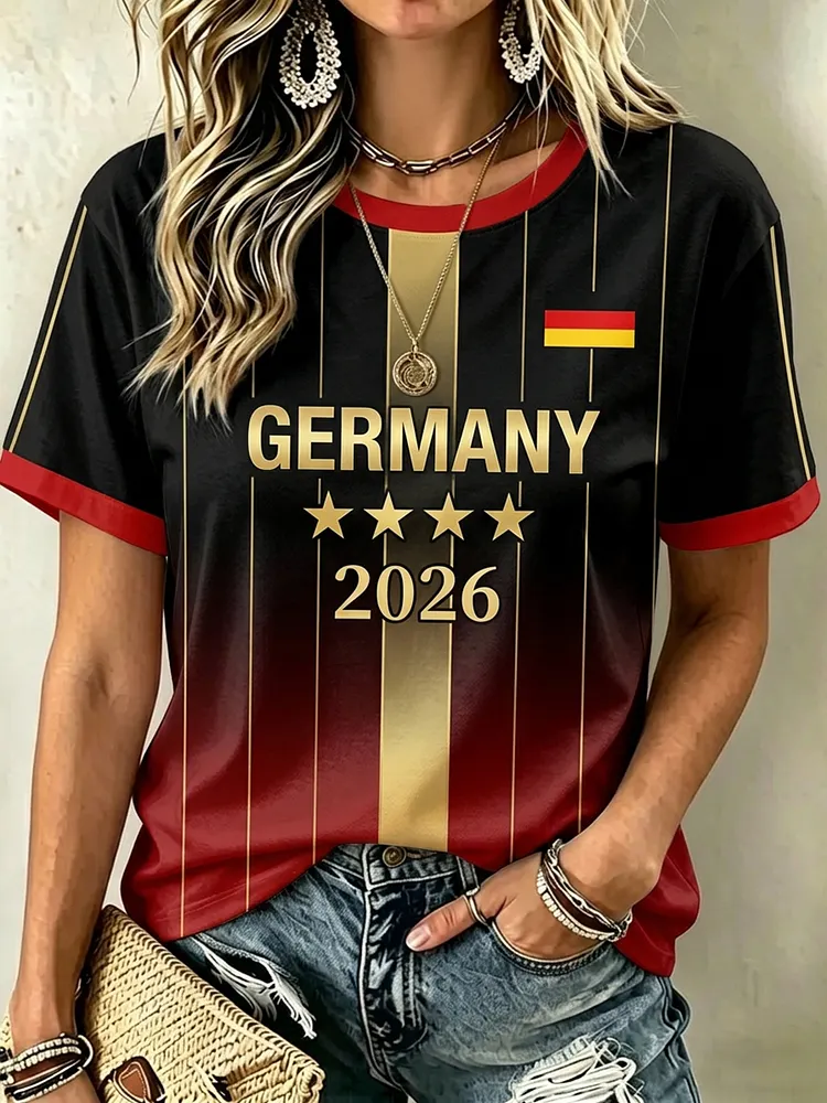 Frauen deutsches Fu&szlig;ballfan-grafisches T-Shirt