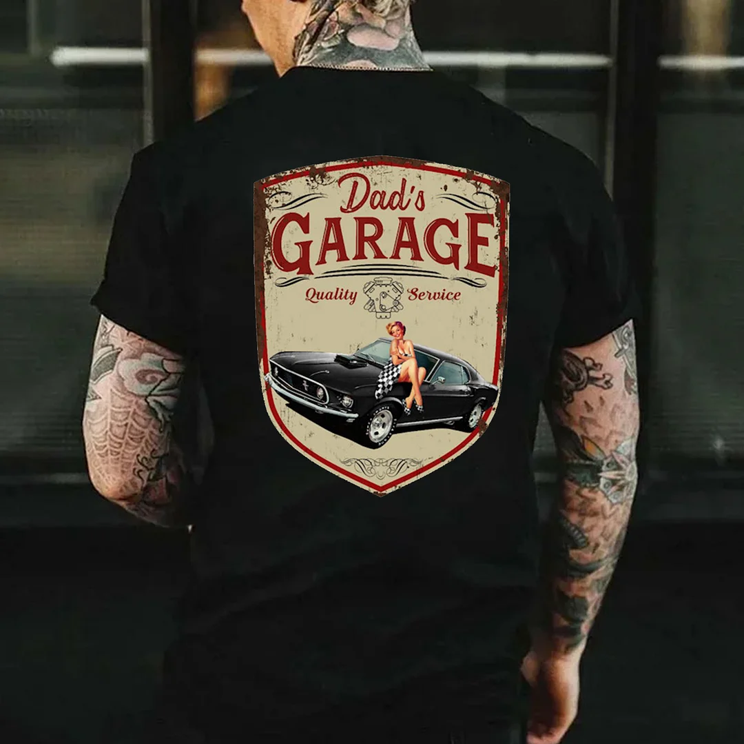 DAD'S GARAGE Sexy Lady Classic Car Print Men's T-shirt