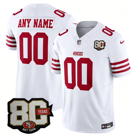 Men's San Francisco 49ers White 80 Anniversary Vapor F.U.S.E. Limited Custom Jersey