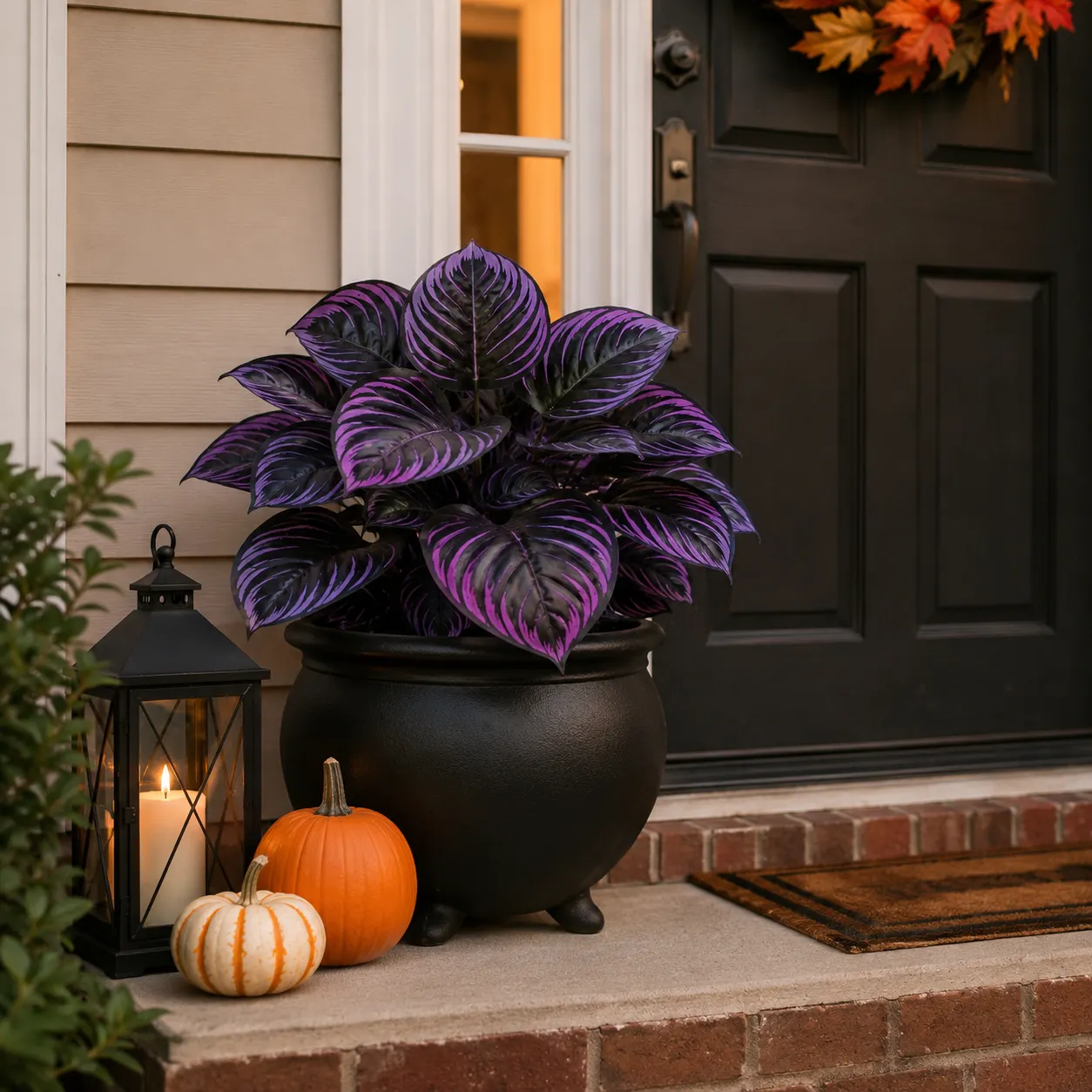 Midnight Violet Artificial Foliage – Halloween Porch & Gothic Decor
