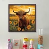 (Stamped/Counted) Hignland Cow Sunflower - 11CT Cross Stitch 40*40cm