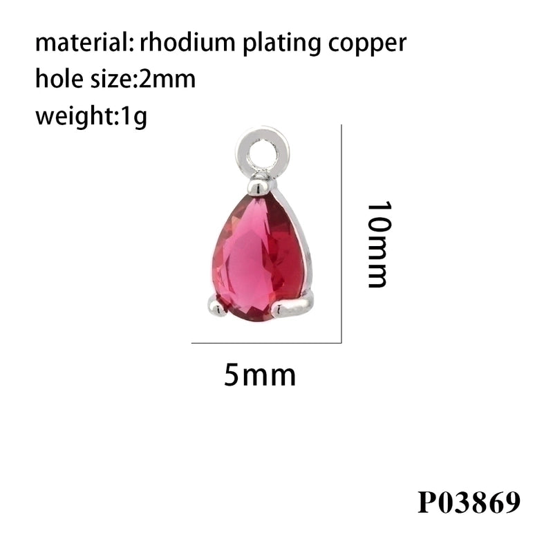 Minimalist Water Droplets Copper Plating Inlay Zircon 18k Gold Plated Charms