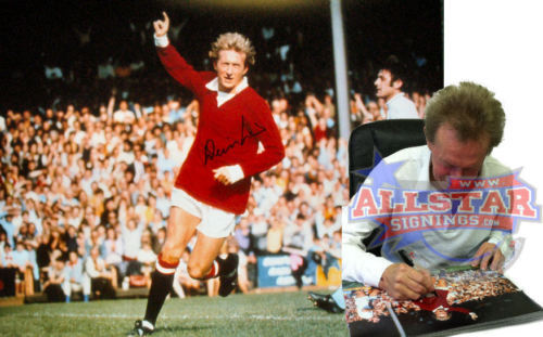 DENIS LAW SIGNED MANCHESTER UNITED 16x12 FOOTBALL Photo Poster painting COA PROOF