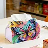 Diamond Art Painting Tissue Box Cover Wear Resist Decorative Paper Napkin Dispenser Multifunction Rhinestone PU Tissue Holder Kit for Adults Home Office Gift (Rainbow Butterfly)