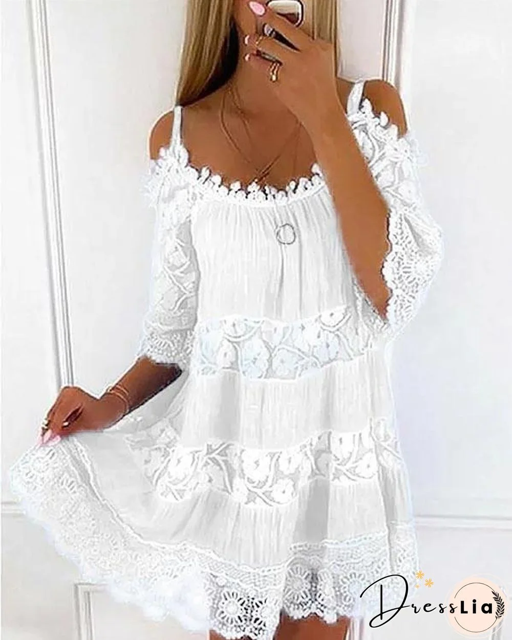 Floral Lace Off Shoulder Mini Dress